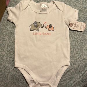 Baby Ganz Boutique onesie with elephants Little Sister